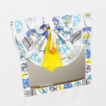 okno z roletą z ramką w piórka