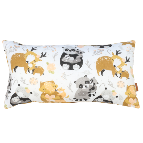 prostokątna poduszka strona w zwierzaki: jelonki, liski, pandy, szopy pracze