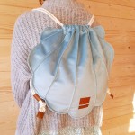 Worek plecak z kieszonką Muszla niebieska