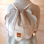 Worek plecak z kieszonką Muszla szara jasna