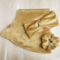 opaska na głowę, uszy do kompletu z gumką scrunchie i kominem na szyję złoty miód