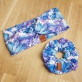 opaska na głowę, uszy do kompletu z gumką do włosów scrunchie kraina lodu, zimowy ogród