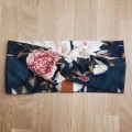 opaska na głowę, uszy w kwiaty vintage navy blue