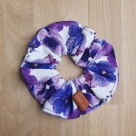 Gumka scrunchie do włosów kwiaty fioletowe bratki