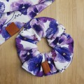 gumka scrunchie w kwiaty fioletowe bratki
