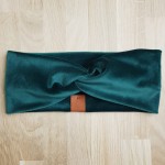 Opaska na głowę włosy uszy welur butelkowa zieleń