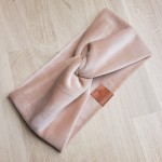 Opaska na głowę na włosy na uszy welur beżowy