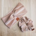 opaska na głowę, uszy do kompletu z gumką scrunchie beżowa