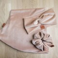 opaska na głowę, uszy do kompletu z gumką scrunchie i kominem welur beżowy
