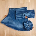 opaska na głowę, na uszy do kompletu z gumką scrunchie i kominem welur szmaragdowy