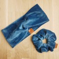 szmaragdowa opaska na głowę, uszy do kompletu z gumką scrunchie
