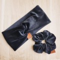 gumka do włosów scrunchie pasująca do kompletu z opaską na głowę w czarnym kolorze