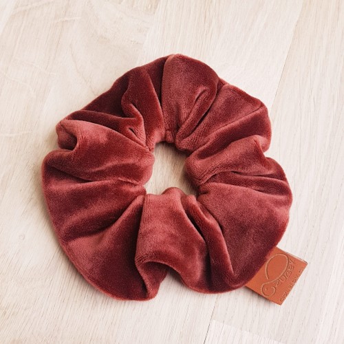 gumka do włosów scrunchie rudy ceglasty welur