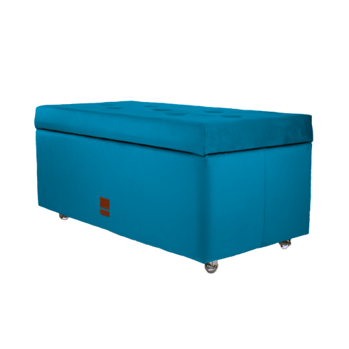 skrzynia tapicerowana kufer pufa duża na zabawki welur -turkusowa turkus - bezpieczne meble dla dzieci przebadane