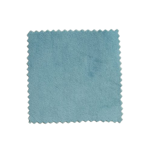 próbka welur jasny niebieski nie wchłania wody oraz posiada zwiększoną odporność na zadrapania od zwierzęcych pazurków - przetestuj przed zakupem mebli i dodatków dla dzieci